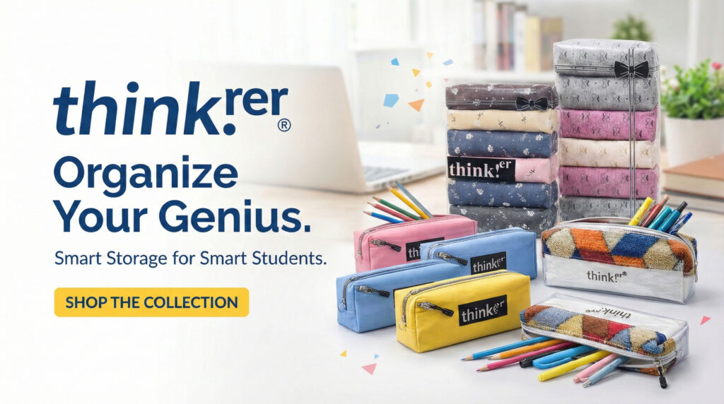 Thinker pencil pouch banner image