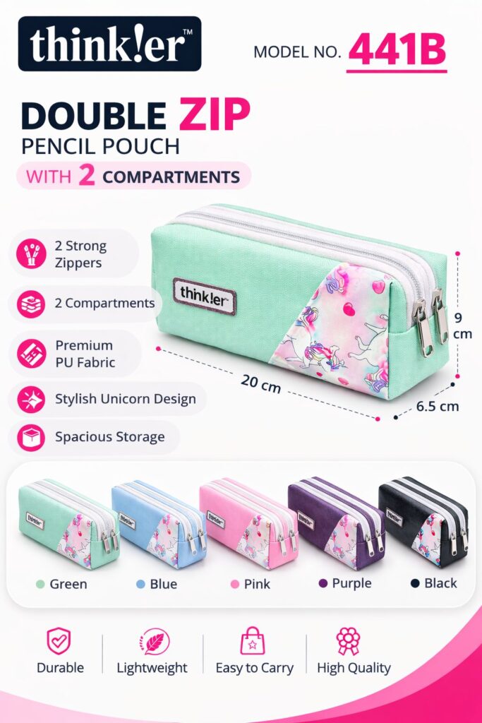 Double-zip pencil pouch