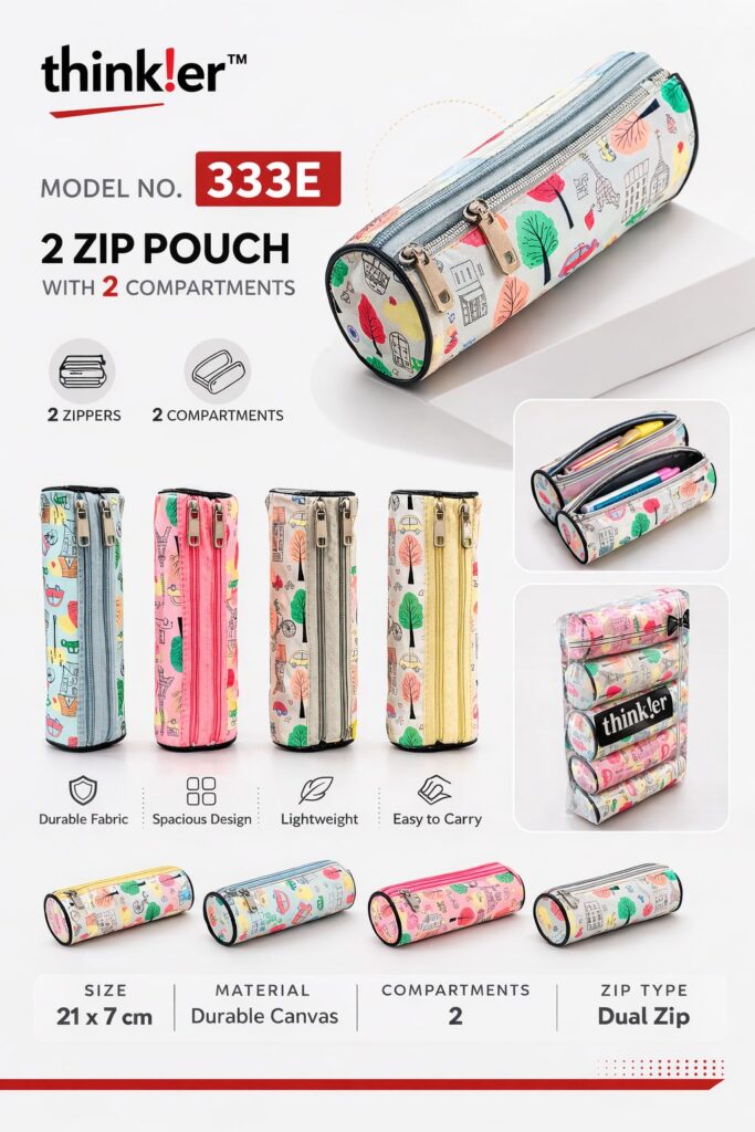 2-zip pencil pouch