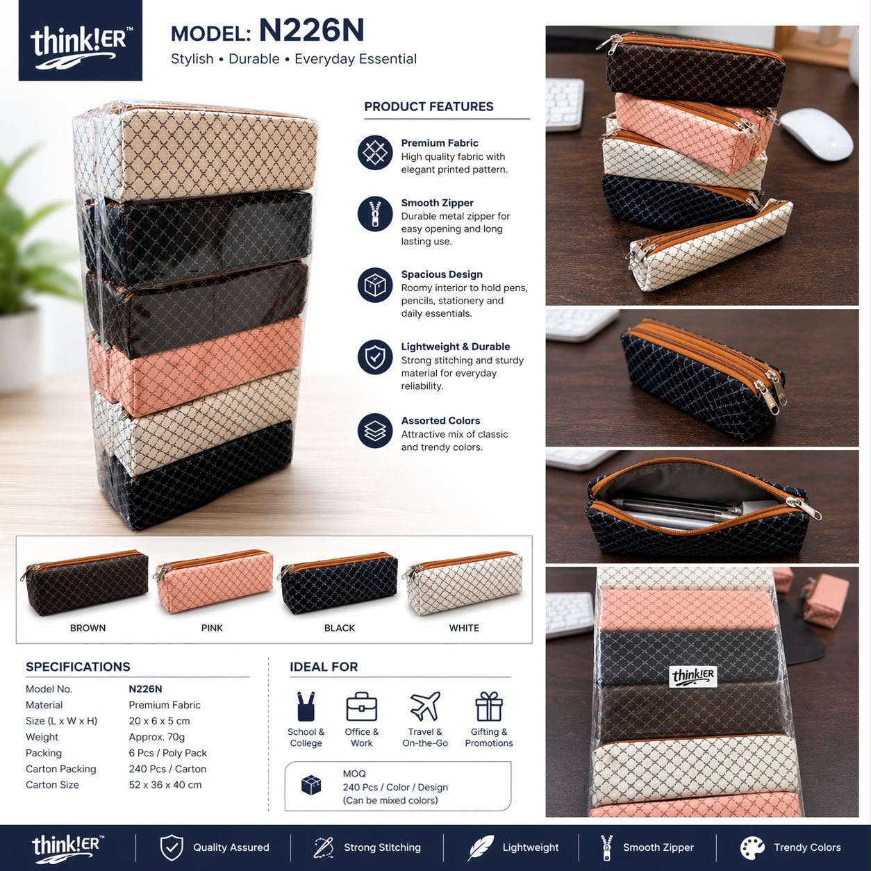 Navkaar tradezone is the best pencil pouch manufacturer in Mumbai, india, we manufacture high quality pencil pouches . Thinker pencil pouch manufacturer in india by Navkaar Tradezone, we manufacture high quality, durable pencil pouches.2