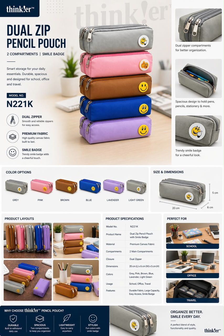 Navkaar tradezone is the best pencil pouch manufacturer in Mumbai, india, we manufacture high quality pencil pouches . Thinker pencil pouch manufacturer in india by Navkaar Tradezone, we manufacture high quality, durable pencil pouches.2